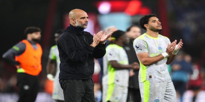 بيب غوارديولا مدرب مانشستر سيتي يتحدث في مؤتمر صحفي