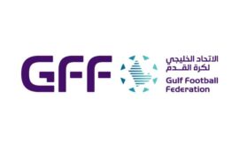 شعار دوري أبطال الخليج مع كرة قدم وخريطة الخليج