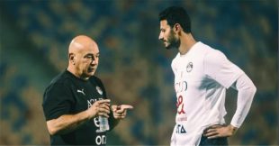 محمد الشناوي وحسام حسن في تدريبات منتخب مصر