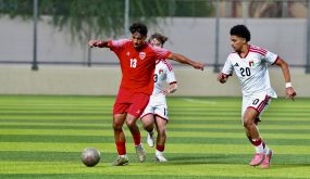 لاعبي المنتخب الأردني تحت 17 عامًا يحتفلون بتأهلهم لنصف نهائي بطولة غرب آسيا.