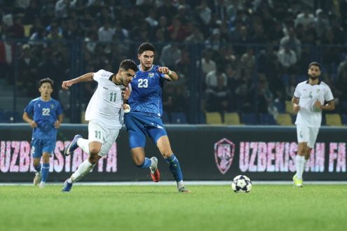 لاعبي المنتخب السوري بعد خسارتهم أمام أوزبكستان في مباراة ودية